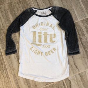 NWOT RECYCLED KARMA Original Lite Light Beer Baseball Tee Small